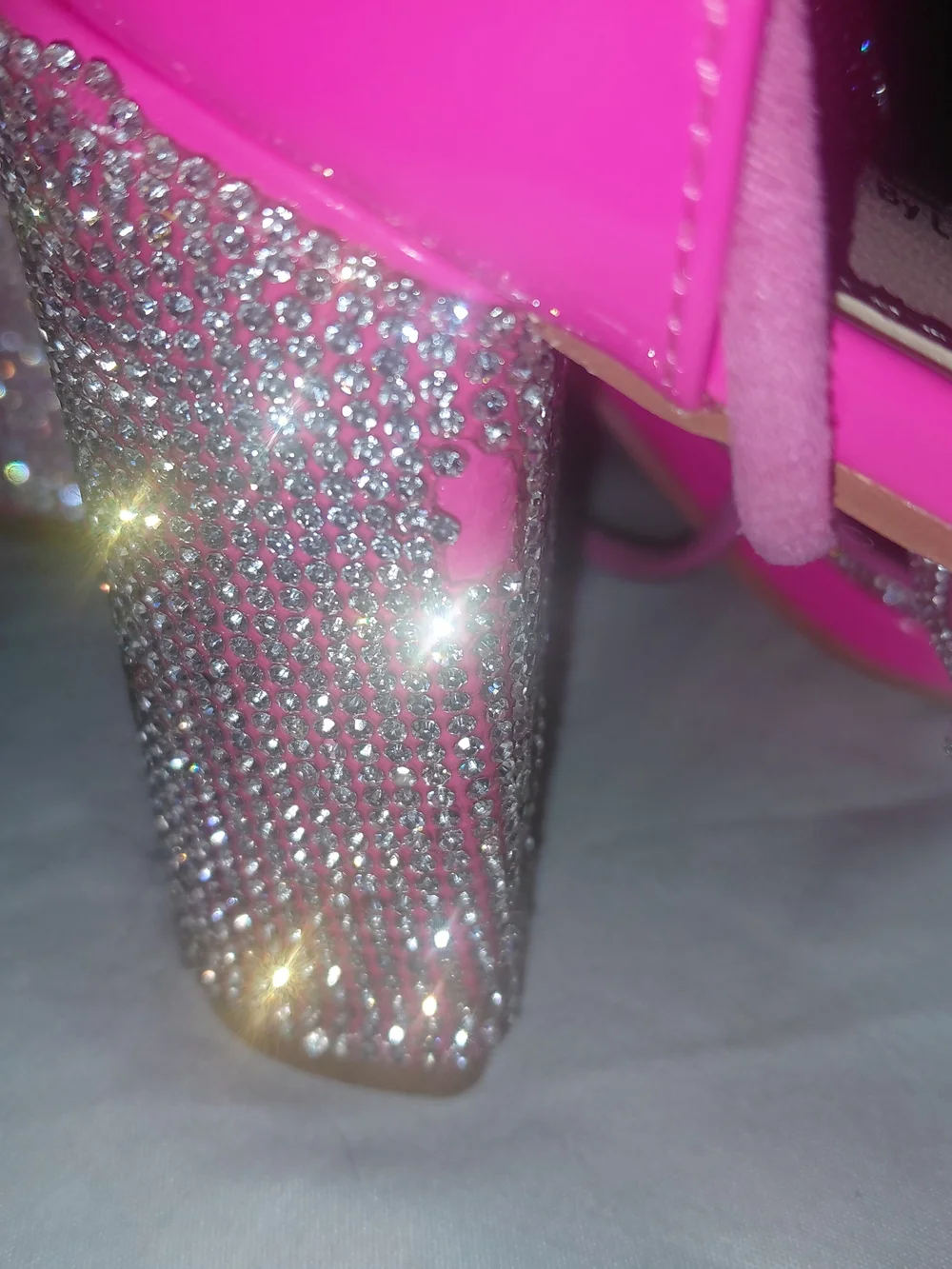 Kayleen By Los Angeles Hot Pink Strappy Faux Diamond Studded Heeled Sandals